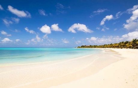 Strand von Antigua Menschenleerer weißer Traumstrand mit türkisem Wasser auf Antigua
