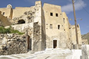 Castle entrance in the village of Emporio on Santorini
