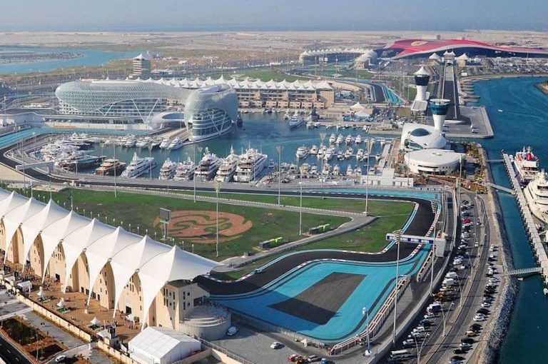 The Yas Marina circuit and marina in Abu Dhabi