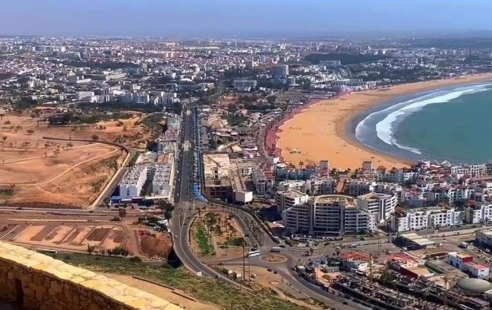 Blick von der Kasbah Agadir Oufella über die Bucht von Agadir