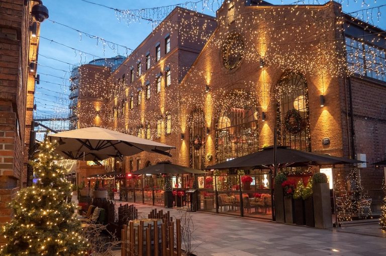 Christmas lights in wintery Oslo