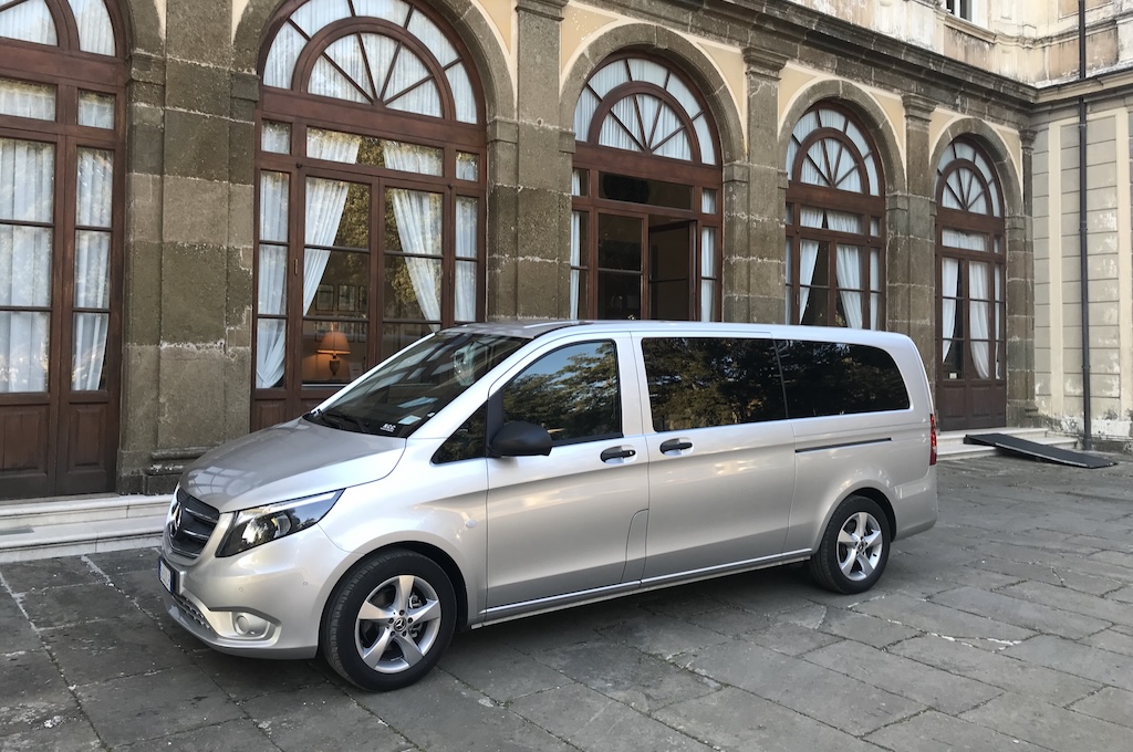 A comfortable Mercedes minivan for a private day tour of Rome