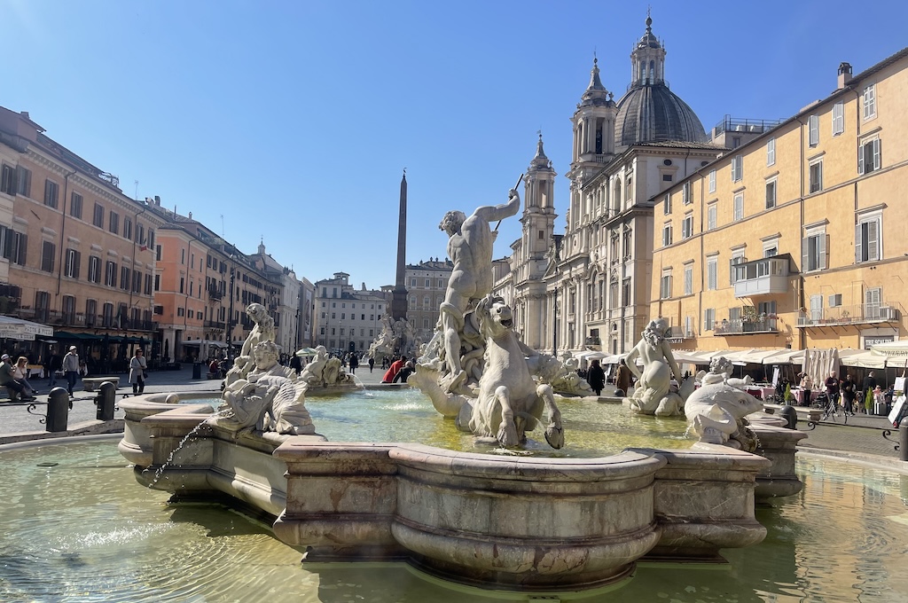 The Fountain of the Four Rivers on Piazza Navona in Rome