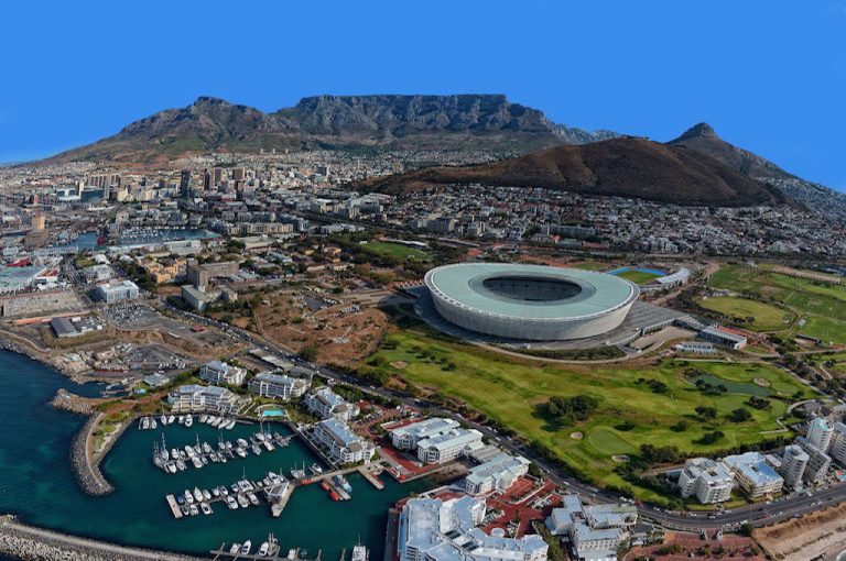 Table Mountain cableway above Cape Town