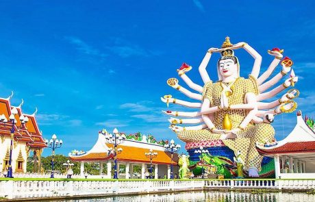 Tempel Die vielarmige Guanyin-Statue am Wat Plai Laem auf Koh Samui