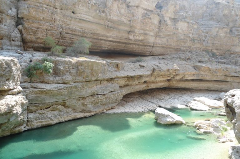 The gorge and pools of Wadi Shab in Oman